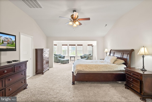 13859 Barrymore Ct, Gainesville, VA 20155 - bedroom with lofted ceiling, light carpet, and ceiling fan