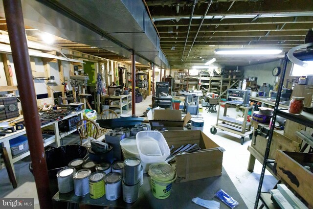 miscellaneous room featuring a workshop area