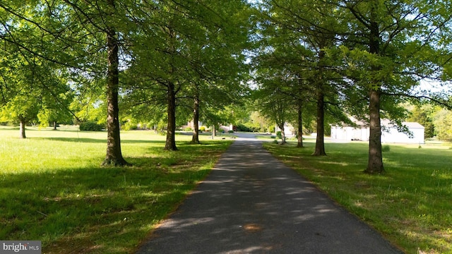 view of property's community featuring a yard