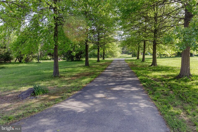 surrounding community with a yard and driveway
