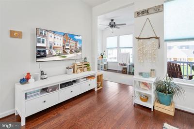 2038 Twisted Oak Pl, Hanover, MD 21076 - living room featuring ceiling fan and wood finished floors
