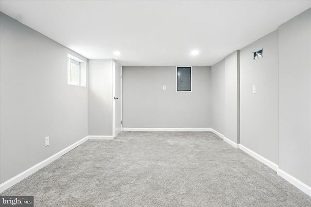 4911 Fox St, College Park, MD 20740 - basement with electric panel, baseboards, and carpet floors