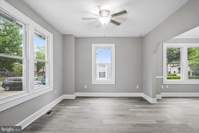 4911 Fox St, College Park, MD 20740 - empty room with baseboards, ceiling fan, and wood finished floors