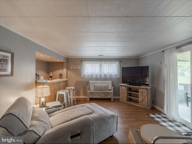 730 Cheryl Dr, Warminster, PA 18974 - living room with crown molding, wood finished floors, and baseboards