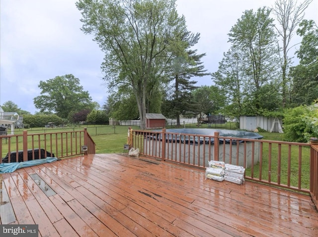 730 Cheryl Dr, Warminster, PA 18974 - wooden deck featuring a storage shed and an outdoor structure