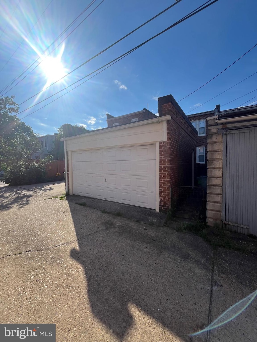 view of detached garage