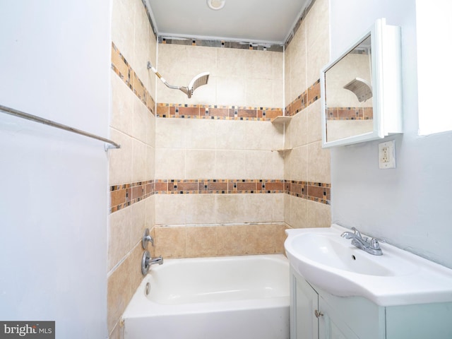 full bathroom featuring tub / shower combination and vanity