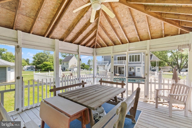21 Heisler Ave, Charlestown, MD 21914 - sunroom / solarium featuring a ceiling fan, vaulted ceiling, outdoor dining space, and plenty of natural light
