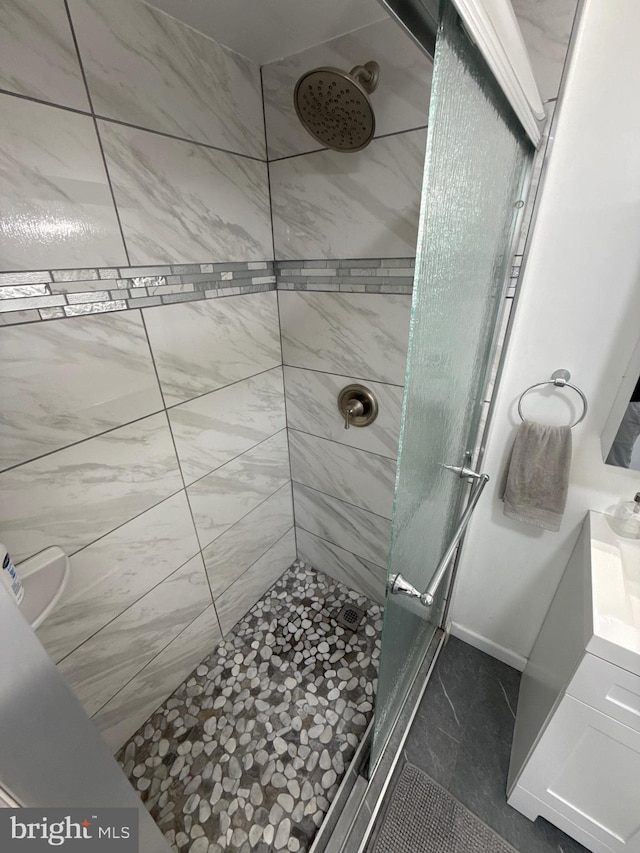18 River Ln, Levittown, PA 19055 - full bathroom with a shower stall and vanity