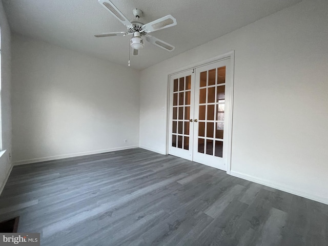 409 Connecticut Ave, Norfolk, VA 23508 - unfurnished room featuring dark wood-style flooring, french doors, baseboards, and ceiling fan