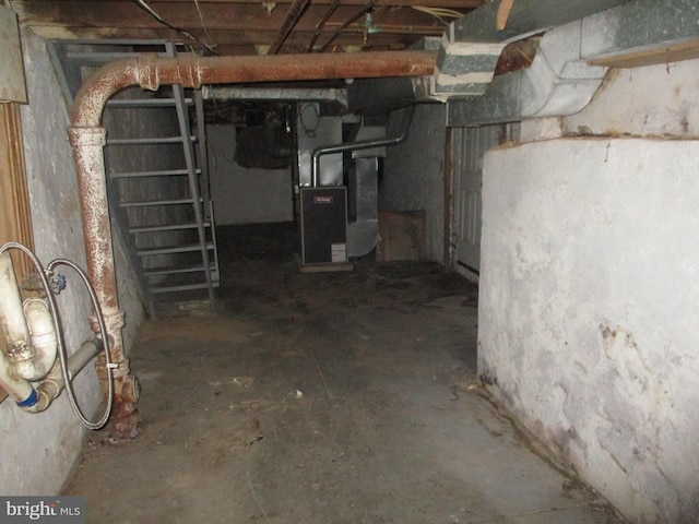 unfinished basement with heating unit