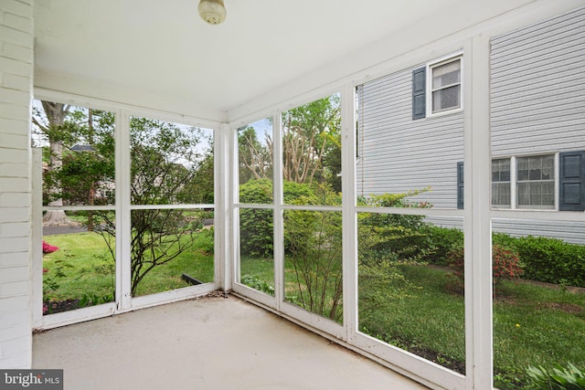view of unfurnished sunroom