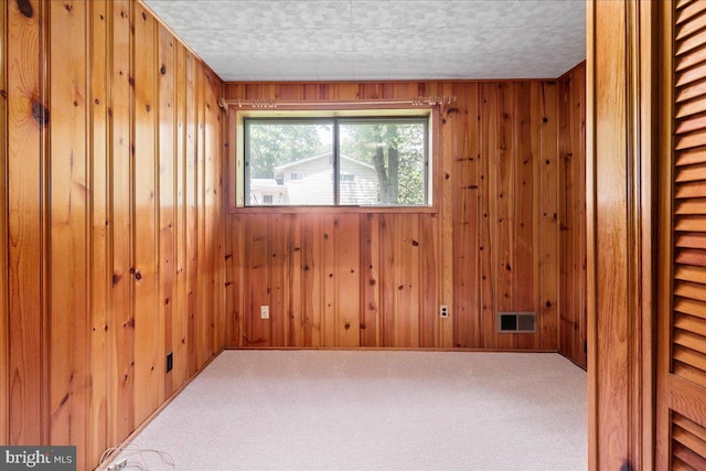 8815 Beauchamp Dr, Alexandria, VA 22309 - unfurnished room featuring carpet, wood walls, and a textured ceiling