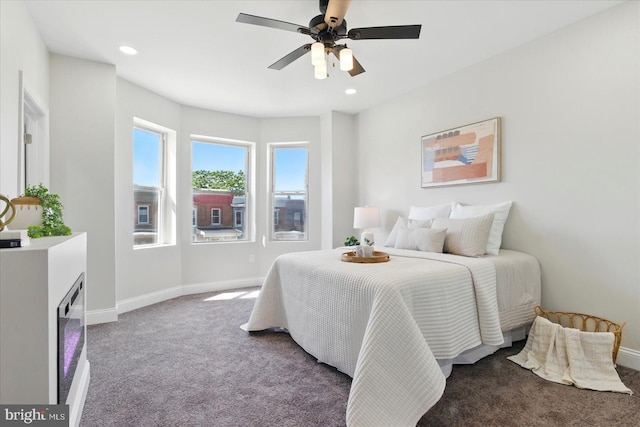 2424 W Lanvale St, Baltimore, MD 21216 - bedroom with carpet, baseboards, recessed lighting, and ceiling fan