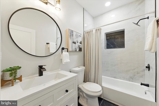 2424 W Lanvale St, Baltimore, MD 21216 - full bathroom featuring toilet, vanity, and shower / tub combo with curtain