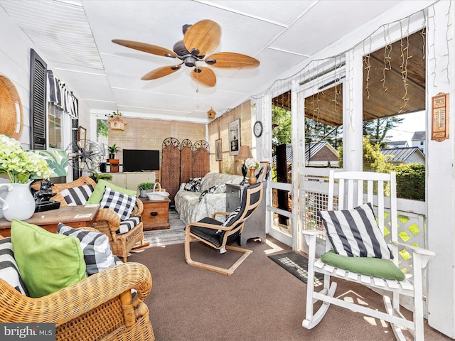 1606 N Market St, Frederick, MD 21701 - sunroom / solarium featuring a ceiling fan, an outdoor hangout area, and carpet