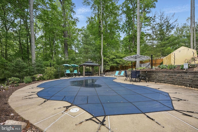 6404 Yates Ford Rd, Manassas, VA 20111 - view of pool featuring a gazebo, a patio area, fence, and view of scattered trees
