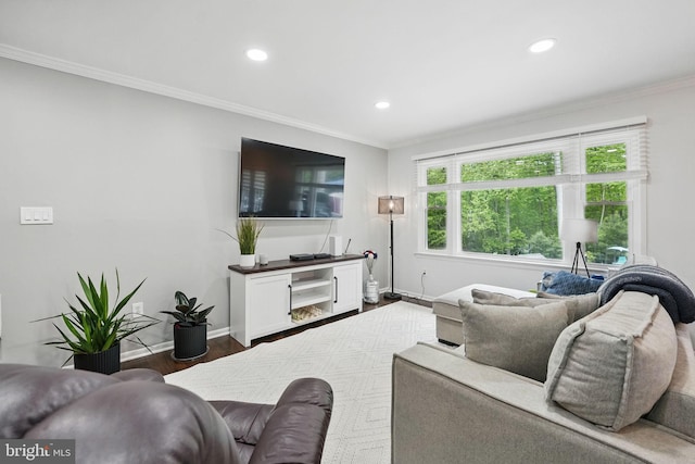 6404 Yates Ford Rd, Manassas, VA 20111 - living area featuring recessed lighting, baseboards, crown molding, and wood finished floors