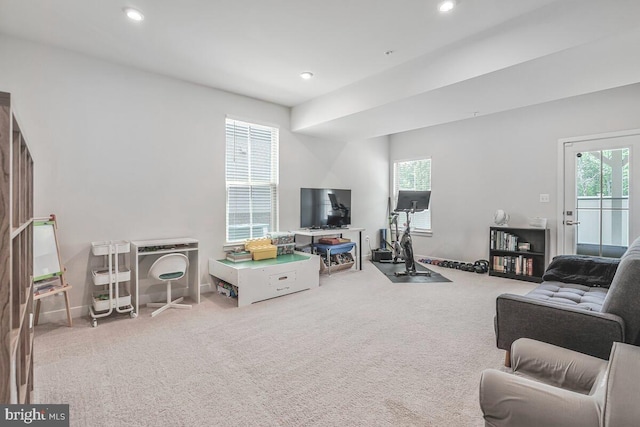 14540 Grace Kellen Ave, Brandywine, MD 20613 - living area featuring carpet, recessed lighting, and baseboards