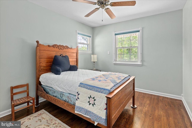 8513 Bound Brook Ln, Alexandria, VA 22309 - bedroom featuring baseboards, wood finished floors, and ceiling fan
