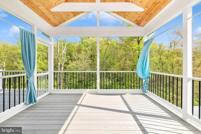 5609 Zoe Ln, Frederick, MD 21704 - unfurnished sunroom featuring lofted ceiling with beams and wood ceiling