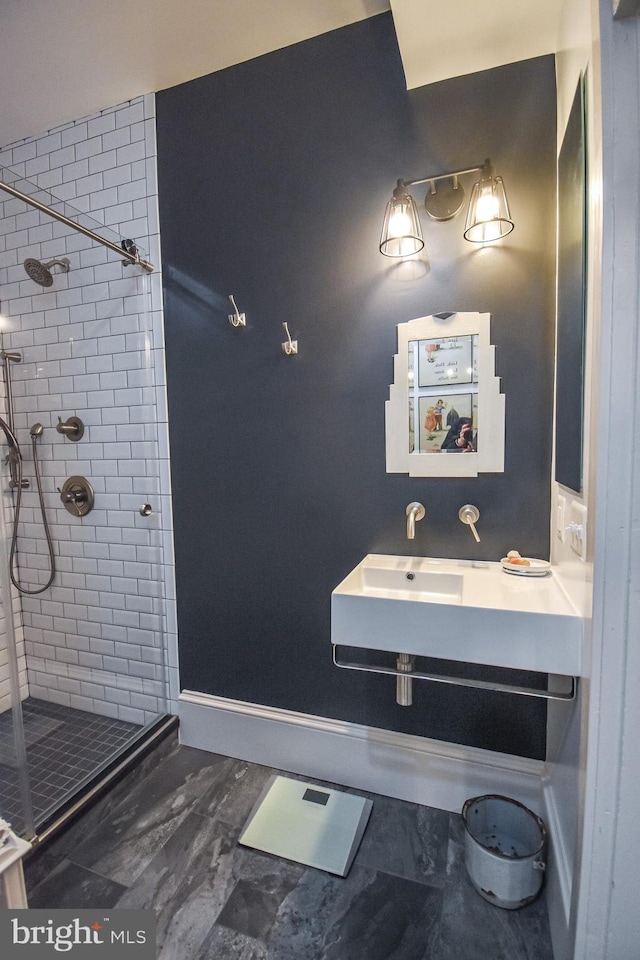 1830 Columbia Rd NW, Washington, DC 20009 - bathroom with a stall shower and marble finish floors