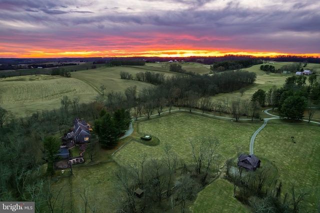 aerial overview of property's location featuring rural landscape