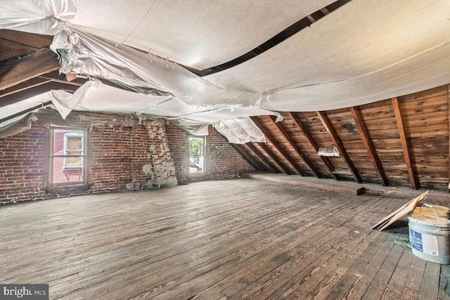 view of unfinished attic