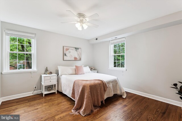 4829 27th Rd S, Arlington, VA 22206 - bedroom with baseboards, wood finished floors, and ceiling fan