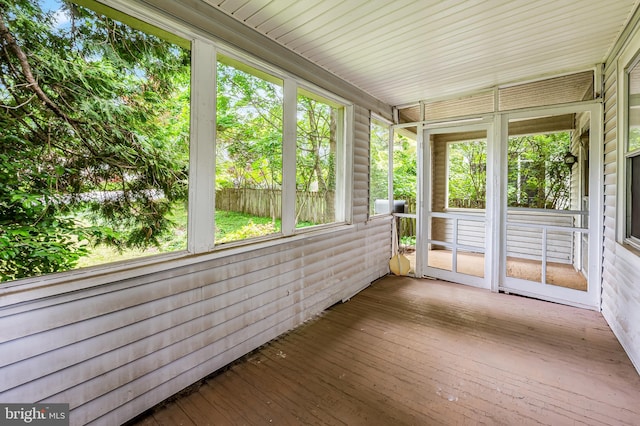 view of unfurnished sunroom