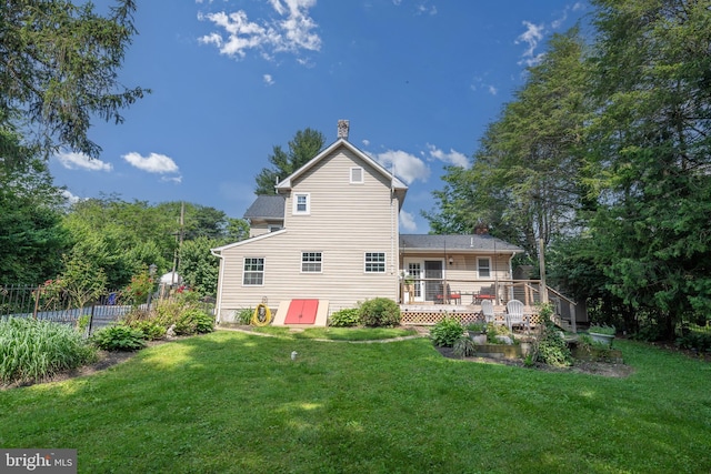 1501 Long Corner Rd, Mount Airy, MD 21771 - back of house with a wooden deck and a chimney