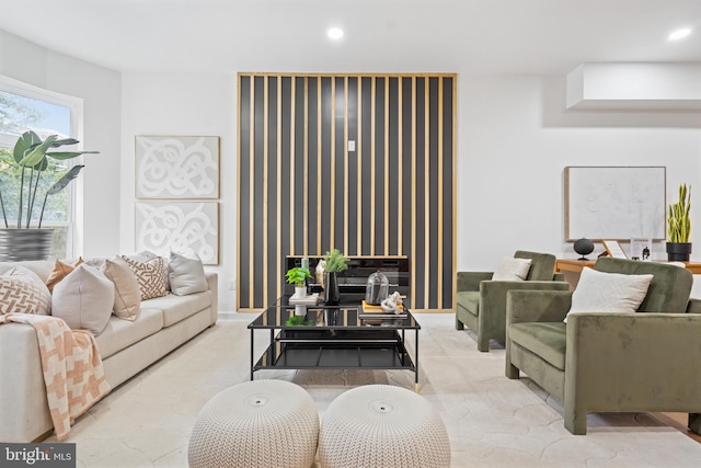 living area featuring recessed lighting