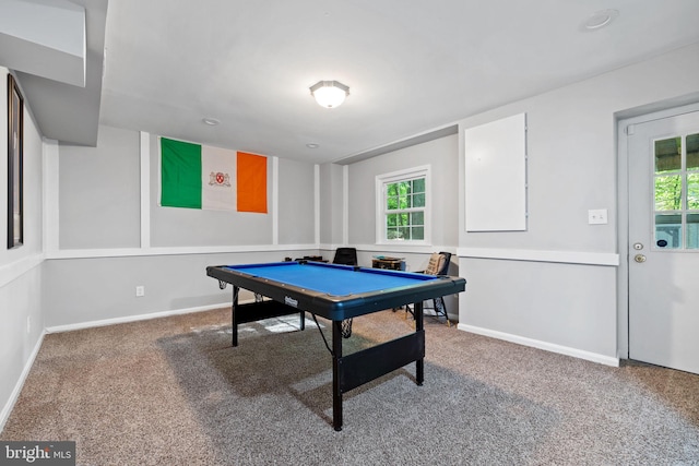 15807 Marlington Dr, Dumfries, VA 22025 - rec room featuring billiards, carpet flooring, and baseboards
