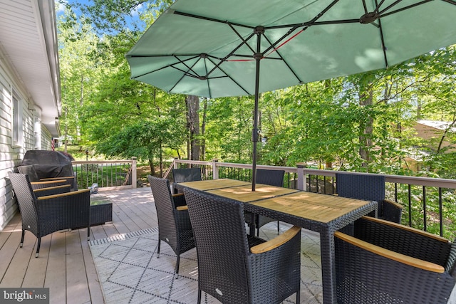15807 Marlington Dr, Dumfries, VA 22025 - wooden terrace featuring grilling area and outdoor dining area