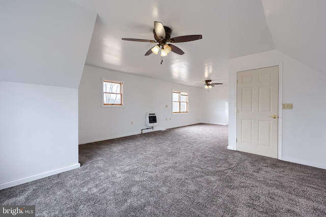 10 E Canal Rd, York, PA 17404 - additional living space featuring lofted ceiling, ceiling fan, carpet flooring, and heating unit