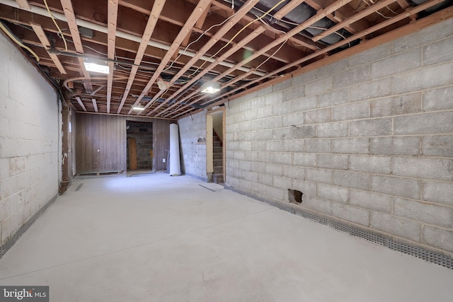10 E Canal Rd, York, PA 17404 - unfinished below grade area featuring stairs and concrete block wall