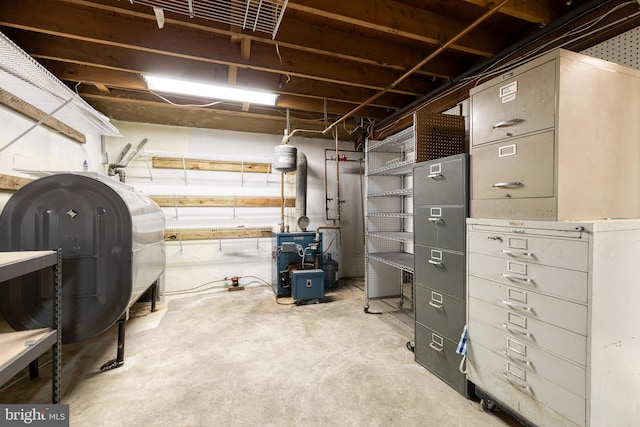 407 Stately Dr, Pasadena, MD 21122 - unfinished basement featuring oil tank and a heating unit