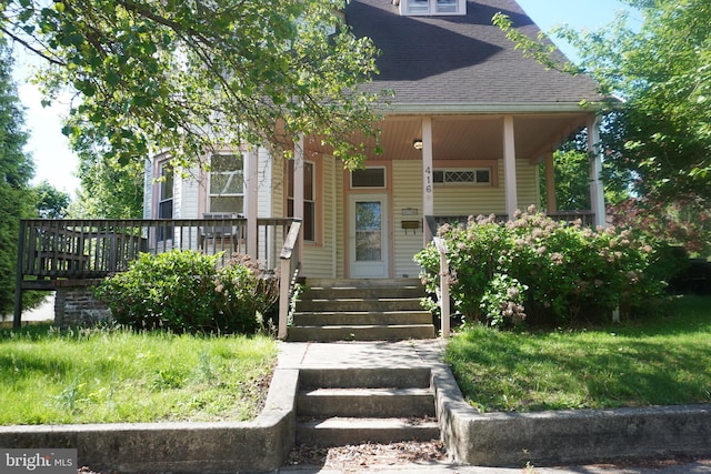 416 Oak Ave, Woodbury Heights, NJ 08097 - view of front of property with a shingled roof and covered porch