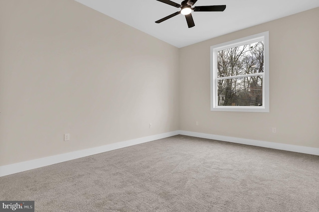 6604 Gude Ave, Takoma Park, MD 20912 - spare room with ceiling fan, baseboards, carpet floors, and lofted ceiling