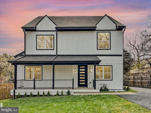 6604 Gude Ave, Takoma Park, MD 20912 - modern farmhouse featuring roof with shingles and covered porch
