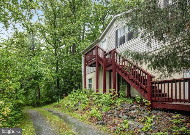 61 Brent Point Rd, Stafford, VA 22554 - rear view of property featuring stairway and a wooden deck
