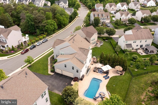 40999 Waxwing Dr, Leesburg, VA 20175 - aerial perspective of suburban area featuring a pool area