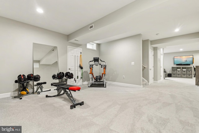 40999 Waxwing Dr, Leesburg, VA 20175 - workout room featuring baseboards, recessed lighting, and carpet flooring