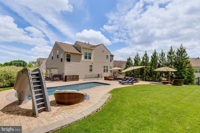 40999 Waxwing Dr, Leesburg, VA 20175 - view of pool featuring a water slide, a patio, and outdoor lounge area