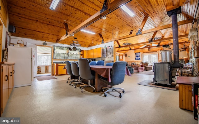220 Gillens Rd, Mill Hall, PA 17751 - office space featuring a wood stove and wood ceiling