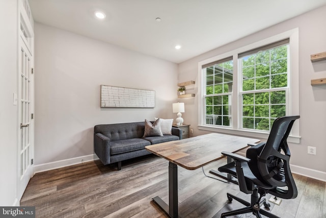 803 Rexford Way, Upper Marlboro, MD 20774 - home office featuring wood finished floors, baseboards, and recessed lighting