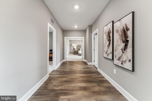 803 Rexford Way, Upper Marlboro, MD 20774 - corridor featuring baseboards, dark wood-style floors, and recessed lighting
