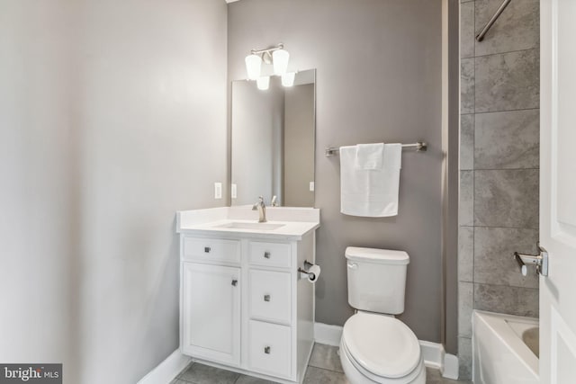 803 Rexford Way, Upper Marlboro, MD 20774 - bathroom featuring toilet, vanity, baseboards, tile patterned flooring, and shower / bath combination