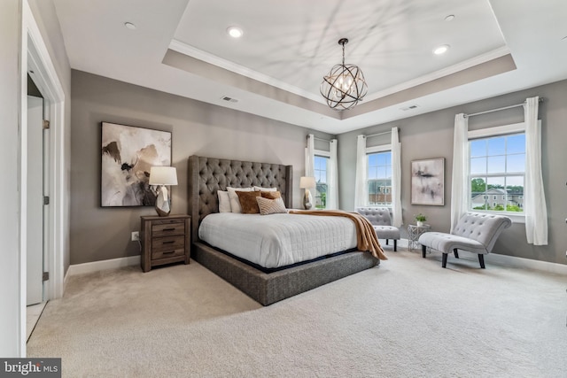 803 Rexford Way, Upper Marlboro, MD 20774 - bedroom featuring a raised ceiling, carpet flooring, ornamental molding, baseboards, and a chandelier