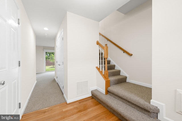 107 Bancroft Dr Unit 96, Fredericksburg, VA 22405 - stairway with wood finished floors, recessed lighting, and baseboards